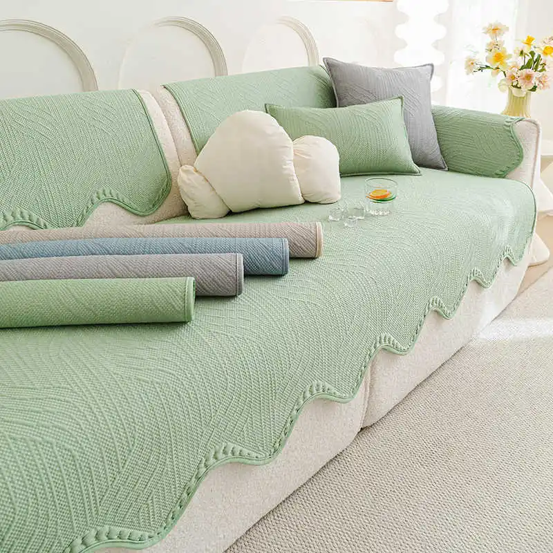 

Light Luxury Ice Silk Sofa Mat Summer Universal Sofa Covers Anti-slip Cool Feeling L Shaped Sofa Cover for Living Room 쇼파커버 3인용