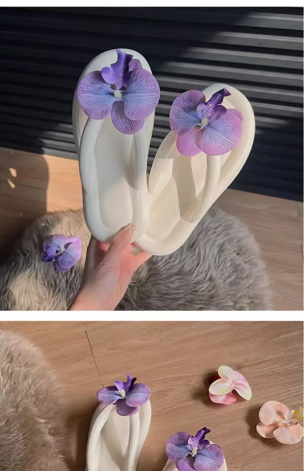 2026 Süße Sommer-Schmetterlingsorchideen-Slipper Elegante Damen-Sandalen für den Strand Rutschfeste Urlaubs-Damenschuhe Strand-Flip-Flops – Detail 12