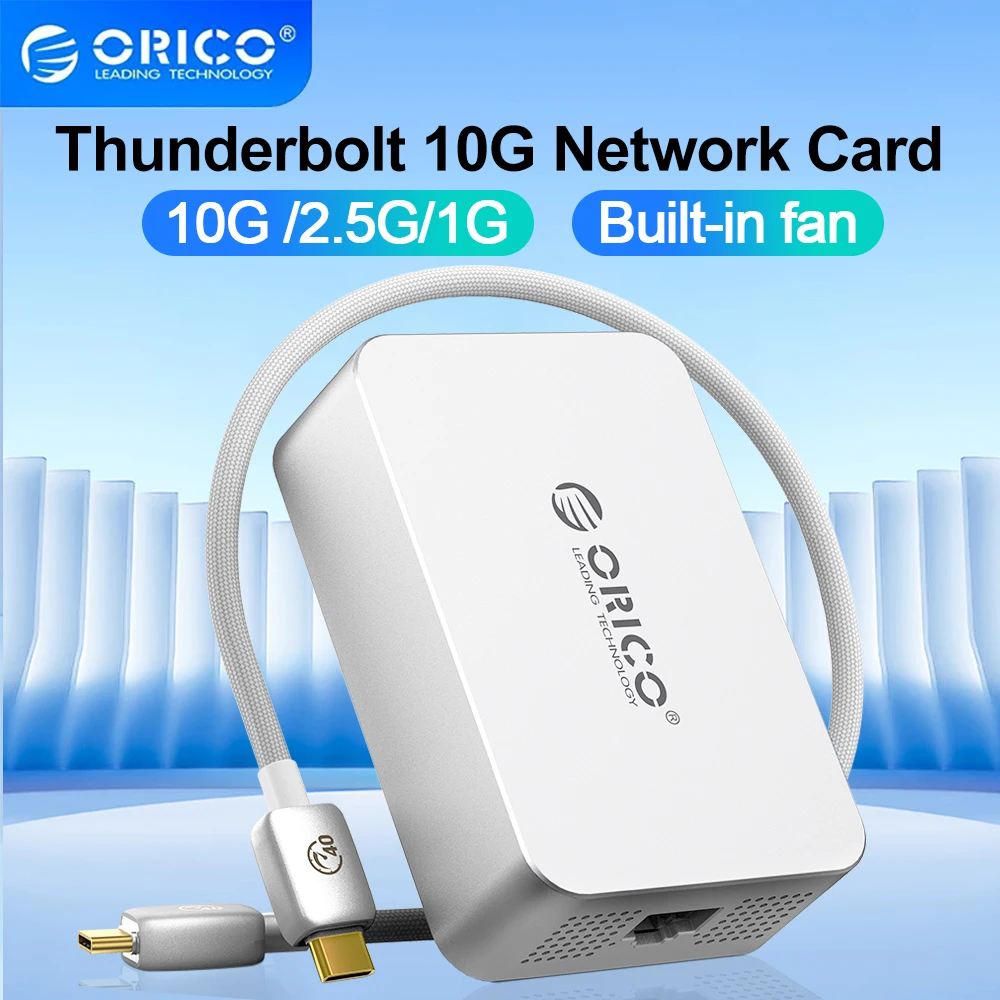 

ORICO 10GbE USB C Ethernet Adapter Network Card Thunderbolt 4/3 to 10000Mbps RJ45 High-Speed Data Transfer for Mac Mini M4 NAS