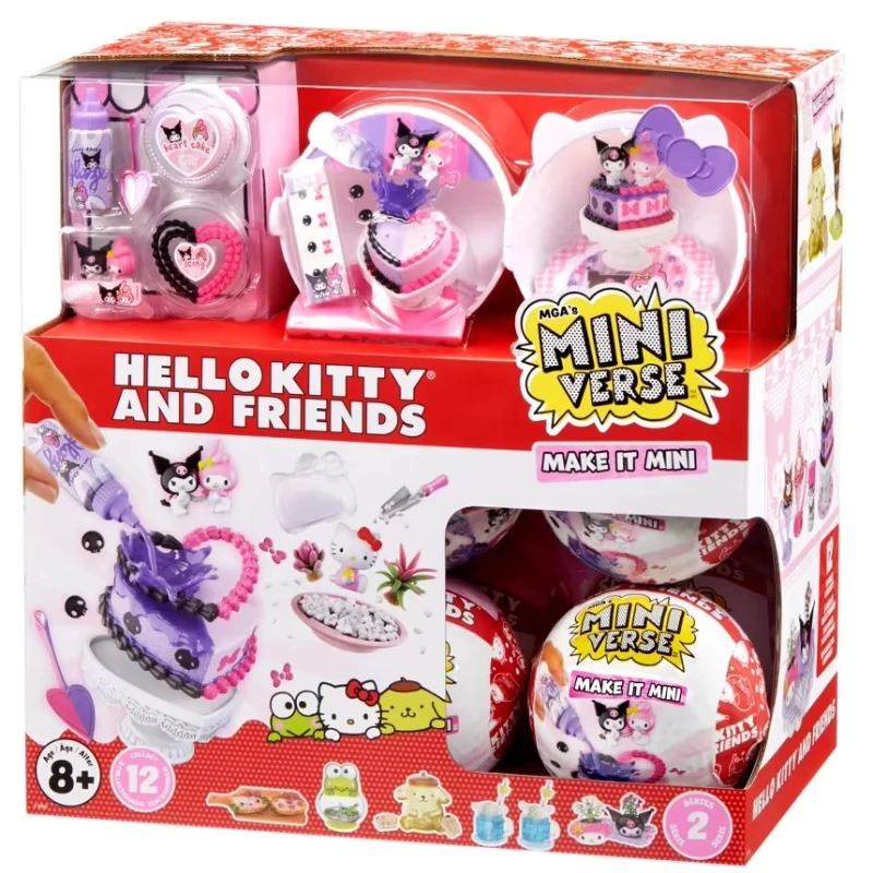 MGA Miniverse Hellokitty سانريو والأصدقاء سلسلة لعبة صغيرة صندوق أعمى اللعب منزل المشهد الأساسي الآيس كريم البيتزا موضوع أنيمي الهدايا
