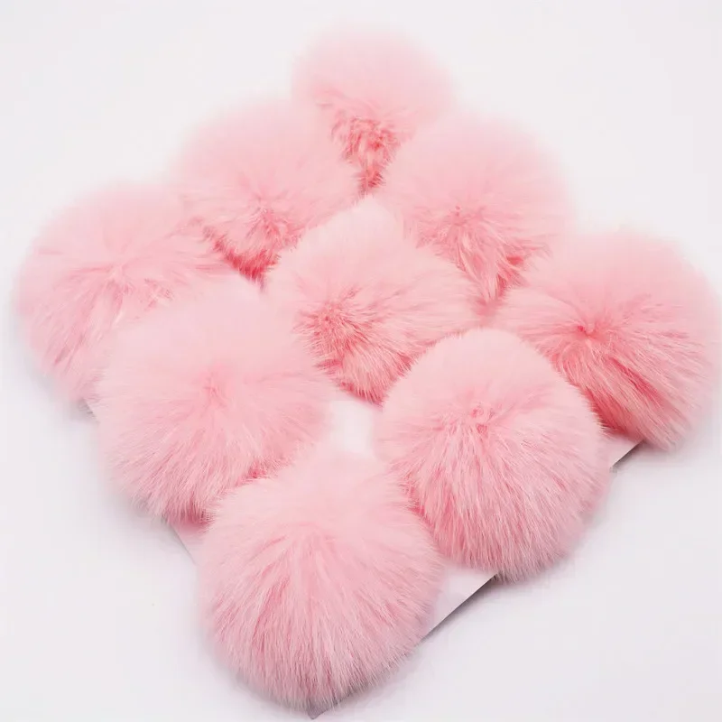 9cm Real Fox Pompoms Furballs Flutty Large Pompon Diy Handmade Keychain Children Hat Scarf Shoe Garment Jewelry Crafts Supplies