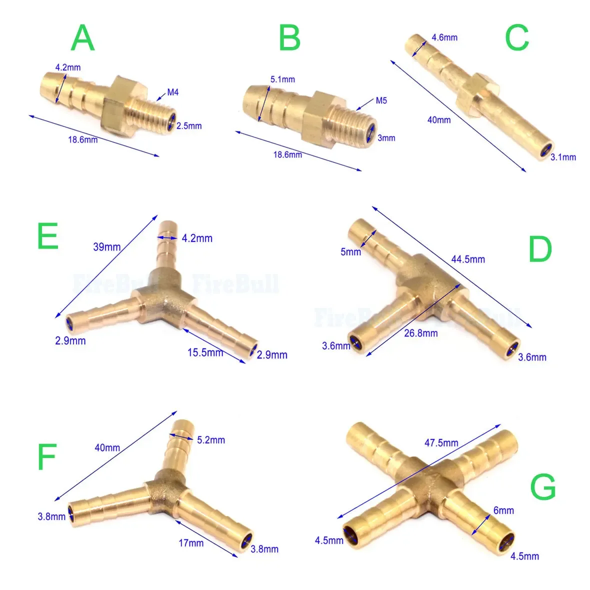 M4 M5 M6 Threaded Water Cooling System Faucet Brass Barb Water Nipples Fuel Nozzles copper For RC Boat Gasoline Airplane