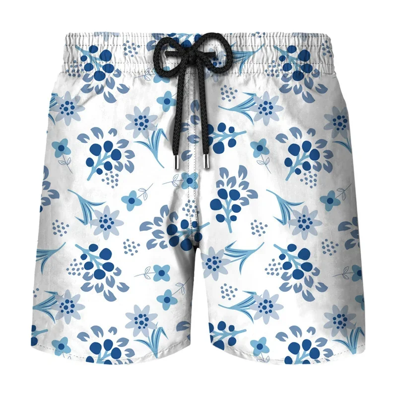 Short de plage imprimé 3D pour hommes, maillot de bain simple, short de planche à plantes tropicales, séchage rapide, cuir chevelu, vacances de loisirs d'été, surf