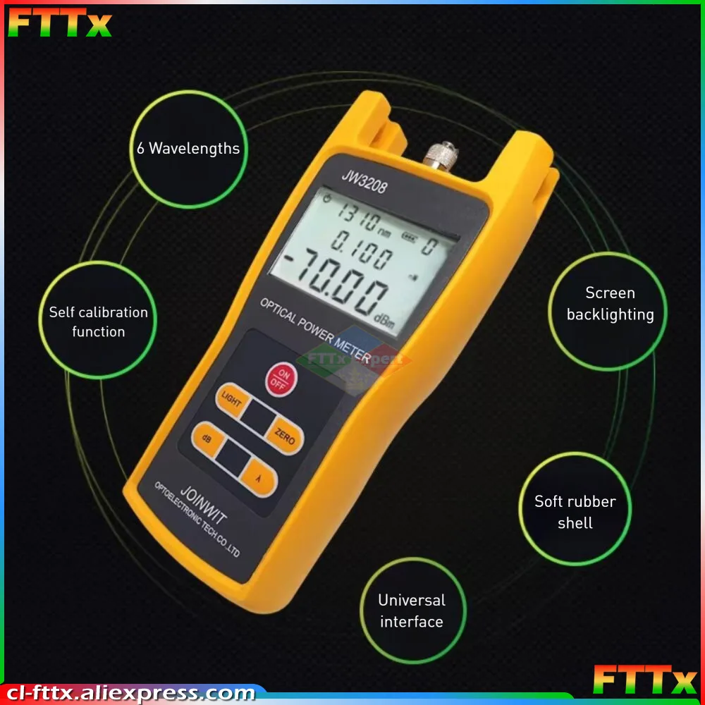 JW3208 Handheld Optical Power Meter Portable Fiber Optic Power Frequency Tester -70~+6dBm Or -50~+26dBm for Network Maintenance
