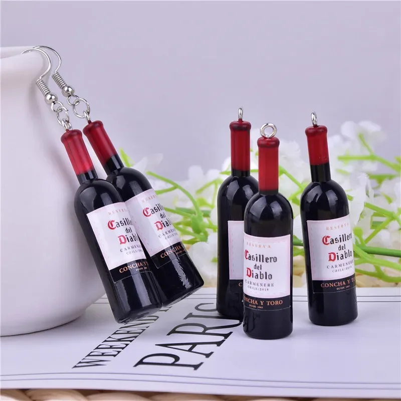 10 قطعة/الحزمة ثلاثية الأبعاد زجاجة نبيذ الكحول الراتنج سحر قلادة DIY بها بنفسك القرط المفاتيح صنع المجوهرات #3