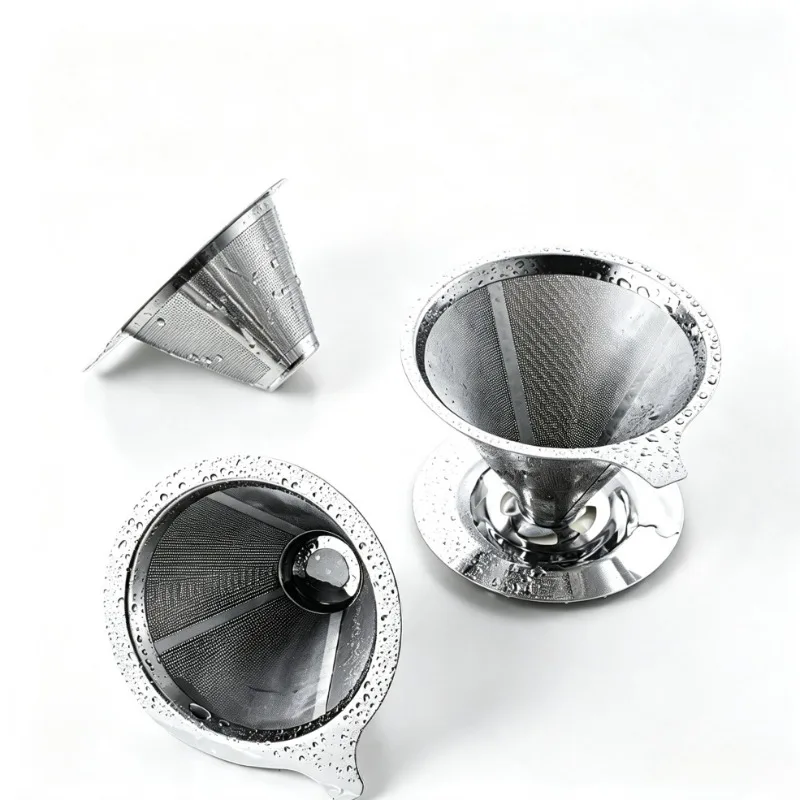 Stainless Steel Coffee Filter Pour Over Coffee Dripper Ultra Fine Micro Mesh Cone Filter Paperless Reusable Coffee Filter