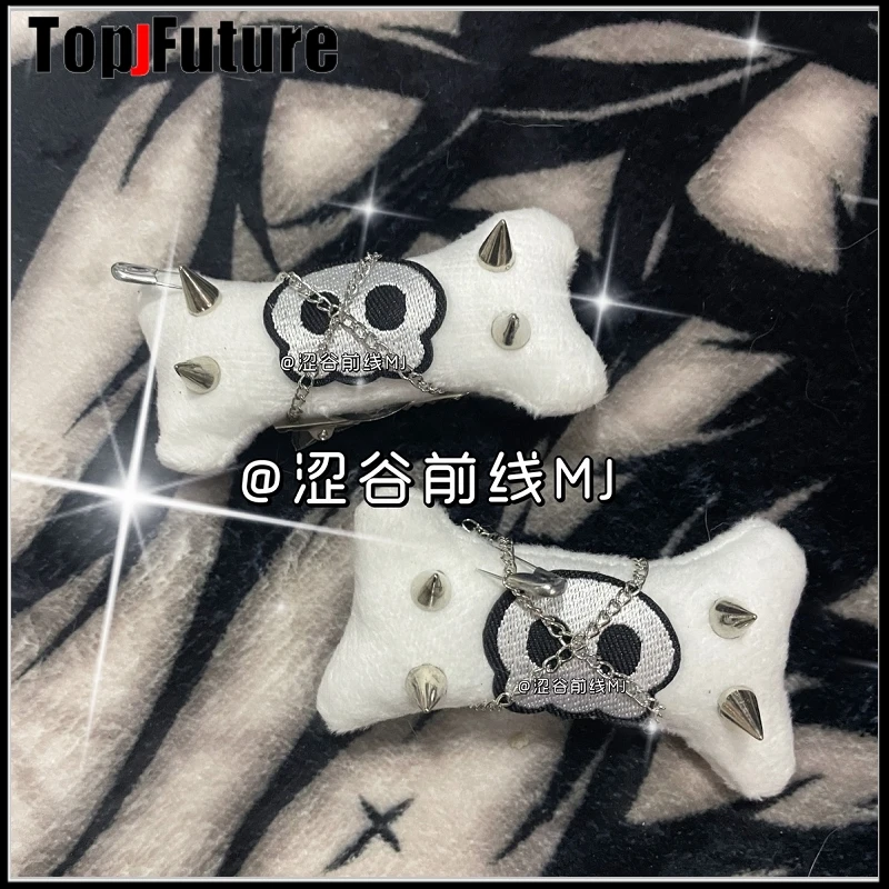 Donne Harajuku Y2K ragazza Gothic Lolita Willow nail Punk Hairpin Bloody skull bone Hair Pins Halloween Cosplay Hair Clip hairclip