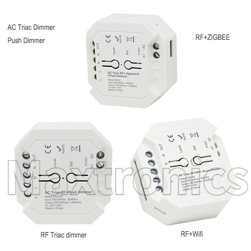 Smart Push Dimmer AC Triac LED Controller WiFi/ RF/ Tuya Zigbee For Traditional Incandescent Halogen Lamps Triac Dimmable Lights