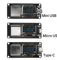 ESP-WROOM-32D ESP32 Development Board 0.96 Inch OLED Display,CH340C,WiFi+BLE Wireless Module,Type-C/Mini/Micro USB for Arduino