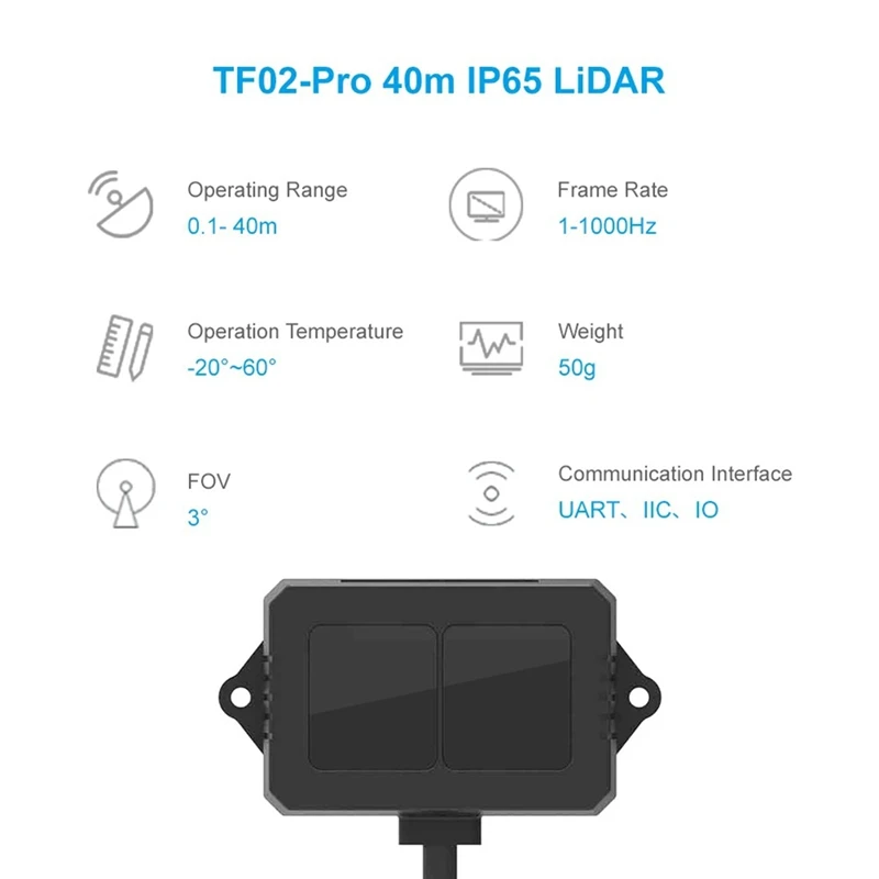 Y42A-TF02 Pro Датчик расстояния среднего диапазона, частота кадров 1000 Гц и лидарный модуль рабочего диапазона 40 метров для внутреннего/наружного/робота