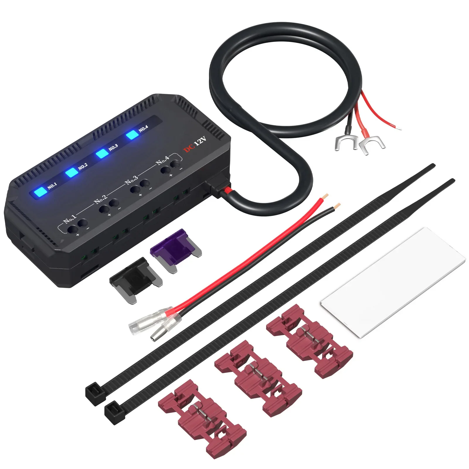 Car fuse box, waterproof strip, fuse piece, motorcycle quick connector, fuse box, square