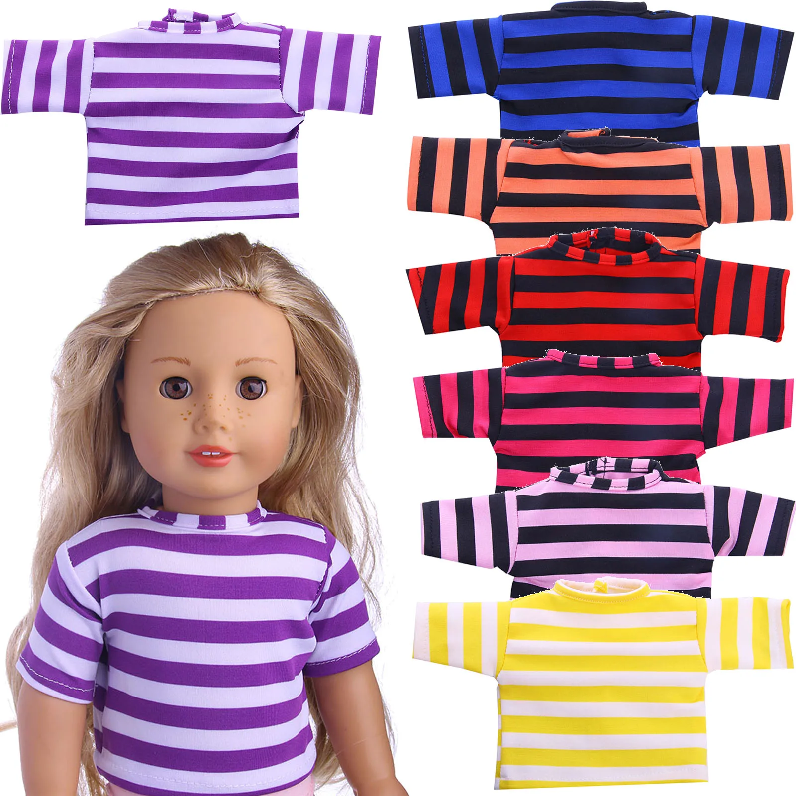 Doll Clothes All-Match Top Fit 18Inch American Doll&43Cm Baby New Born Baby Doll Various Colors Optional For Our Children's Doll