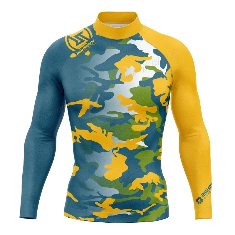 HotSale Men\'s Rashguard Camouflage Surfing Shirt Lycra RIGHTTRACK For Surf Sportswear Beach UV Swimwear UPF50  Clothes