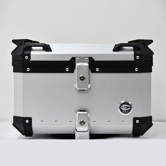 

COOCASE 55L Silver Motorcycle Trunk Tour Tail Box Top Case Luggage Storage Case Trunk Carrier Mount Rack