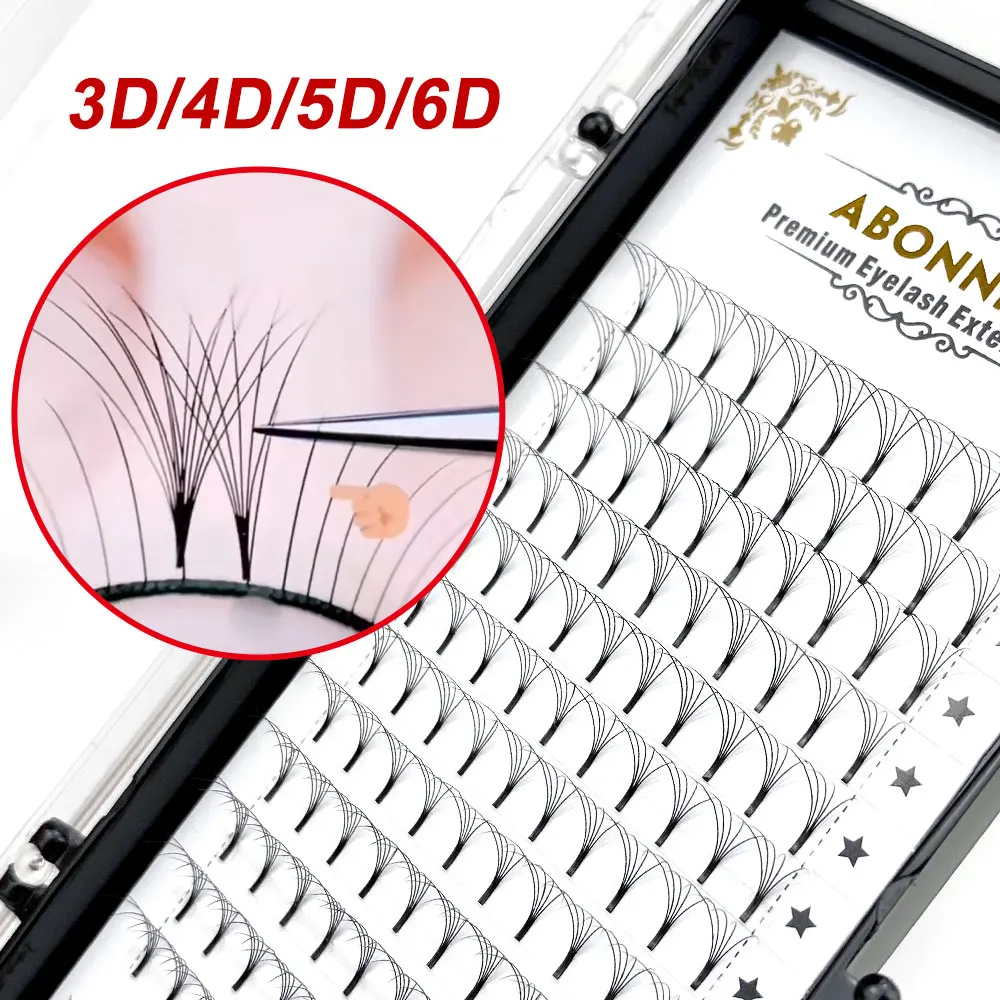 

ABONNIE 3D/4D/5D/6D Premade Volume Fans Long Stem Russian Eyelash Extension Mink Eyelashes Extension C/D Curl