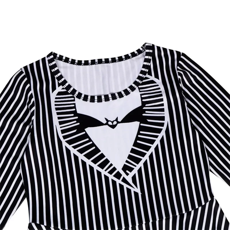 Nightmare Before Christmas Dress Halloween J-Jack Skellington Cosplay Costume For Kid Girls Boy Carnival Funny Clothin MN5