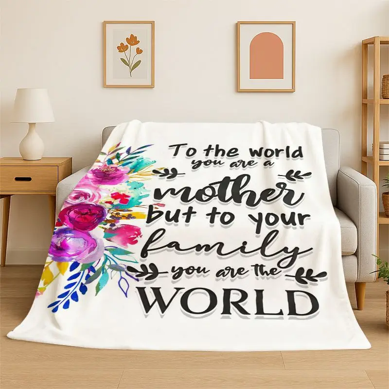 Gift Thanks To My Mom Mother Letter Present Flannel Blanket Soft Throw Blanket for Bedroom Living Room Bed Camping Picnic Nap