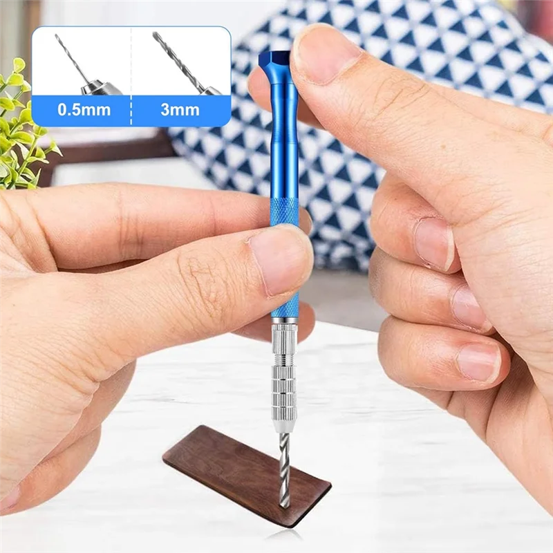 A43F-Pin Vise Hand Drill Set With Semi-Automatic Spiral Hand Drill Rotary Tool And 25 Micro-Type Twist Drill Bits (0.5-3Mm)