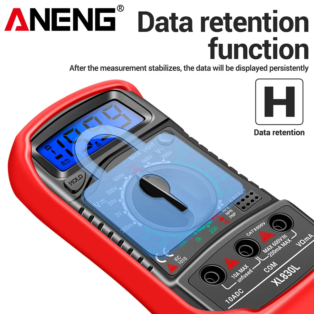 ANENG XL830L Digital Multimeter AC/DC Voltmeter Current Diode Triode Meter Tester Resistance Electronic Test Tools