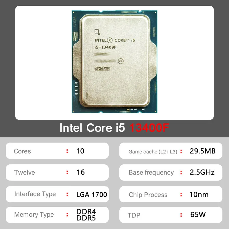 Intel Core i5 13400F I5-13400F New CPU processor LGA 1700 , but without cooler