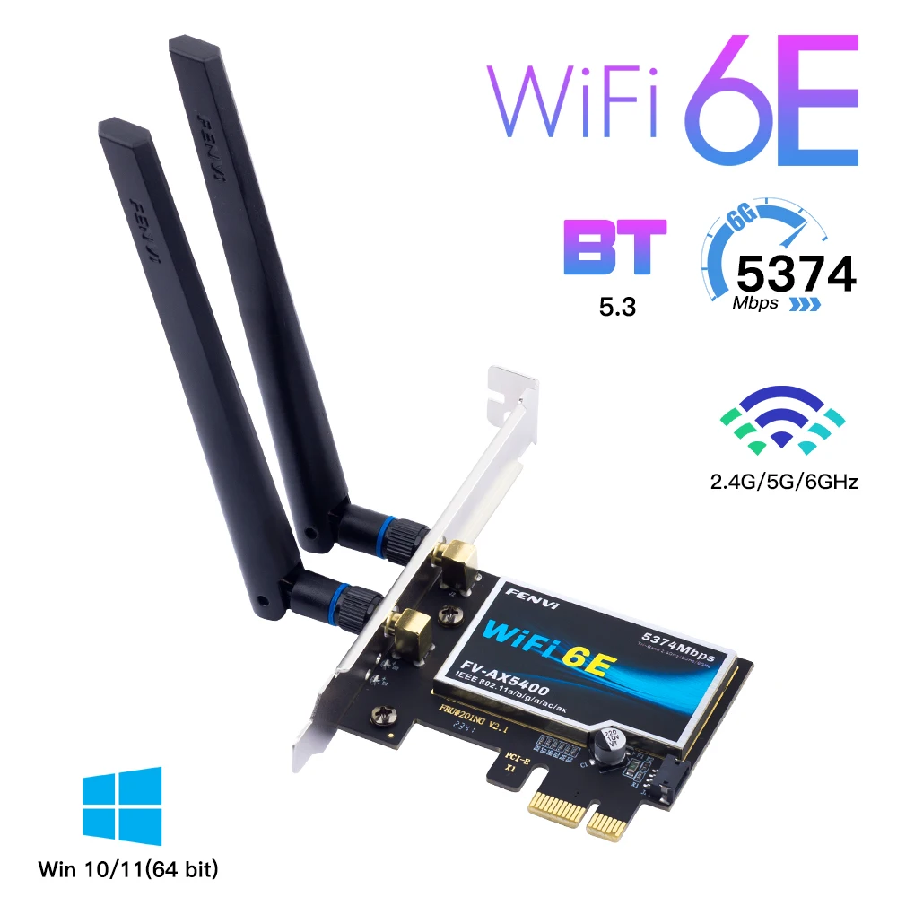 WiFi6E AX210NGW Bluetooth 5.3 Triple Band 2.4G/5GHz/6GHz PCIE WiFi Card 802.11AX AX200 PCI Express Wireless Network Adapter PC