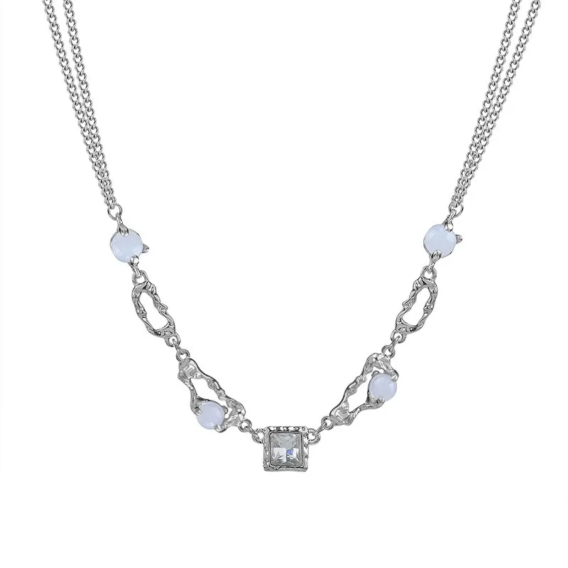 Funkelnde Mondlicht-Stein-Anhänger-Halskette für Frauen, Sternenlicht, unregelmäßige lange Quastenkette, Halsreifen, Accessoires, Modeschmuck – Detail 34