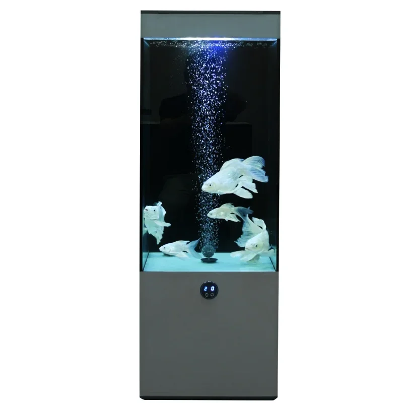 

Goldfish tank living room TV cabinet, glass vertical square ecological bottom filter aquarium