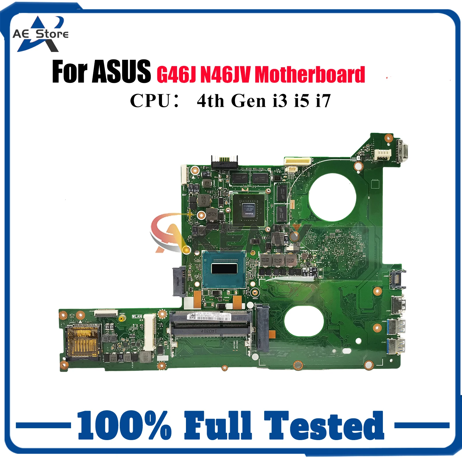 

N46JV Laptop Motherboard For ASUS N46JV N46J G46J Notebook Mainboard With i3 i5 i7 CPU 100% tests OK fast shipping High quality