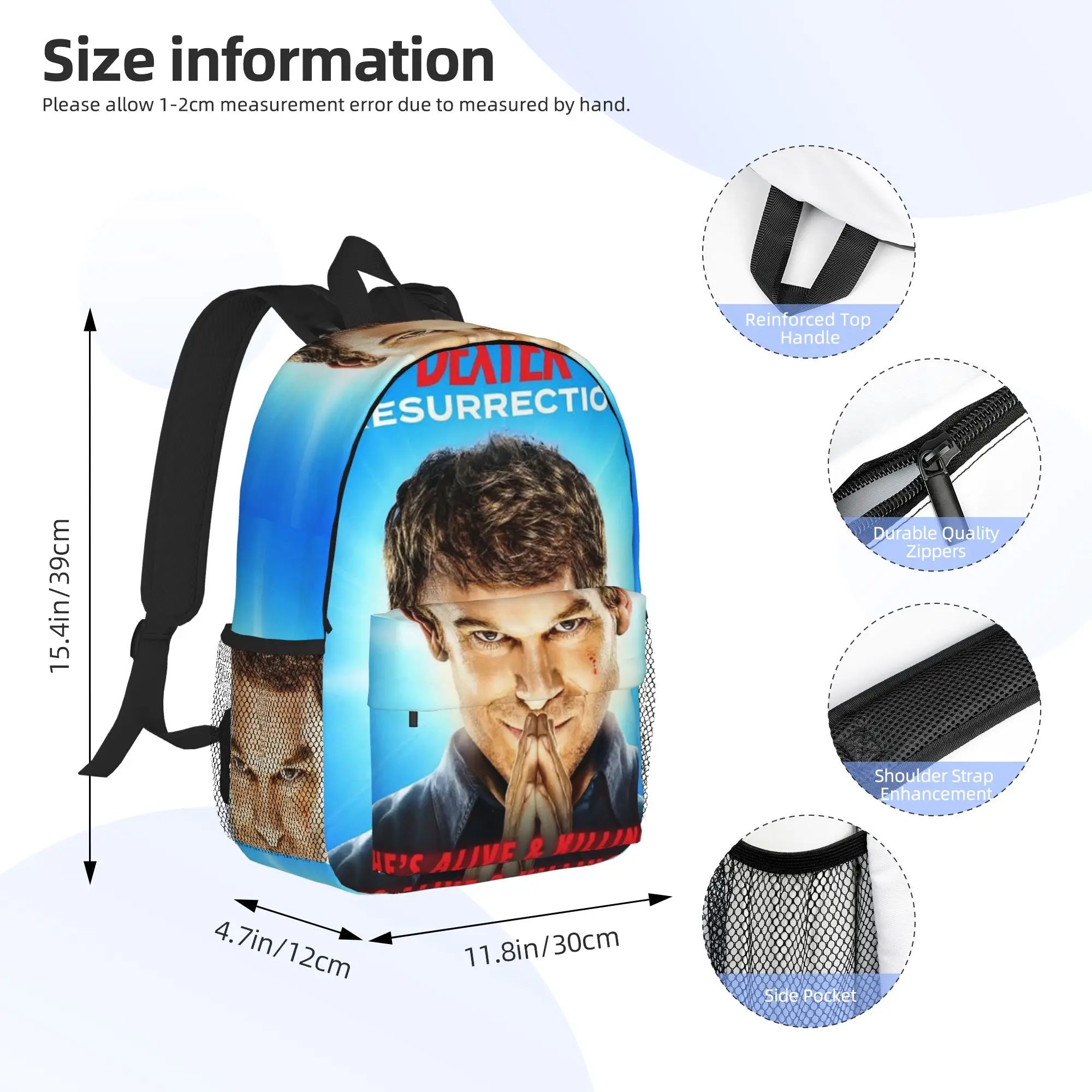 Movie Dexter Morgan Backpack Hot Sale Daypack Large Capacity Boys Girls BookBag Shoulder Bags for Men Women School Bag