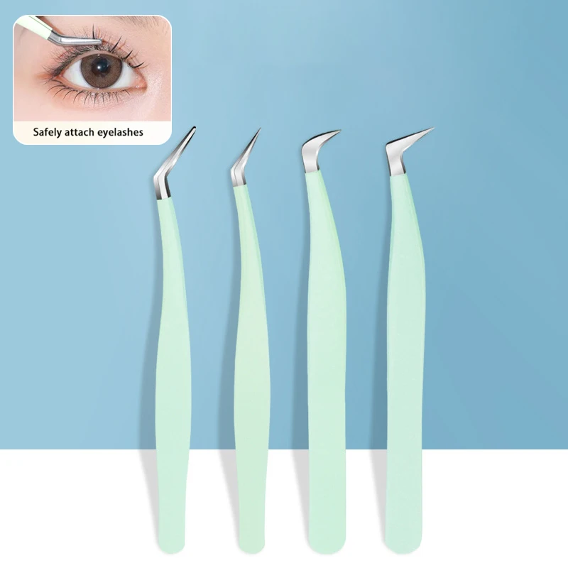 Eyelash Tweezers Extension Clip Stainless Steel Anti-Static Superhard High Precision Tweezers With Fiber Tips Makeup Tools