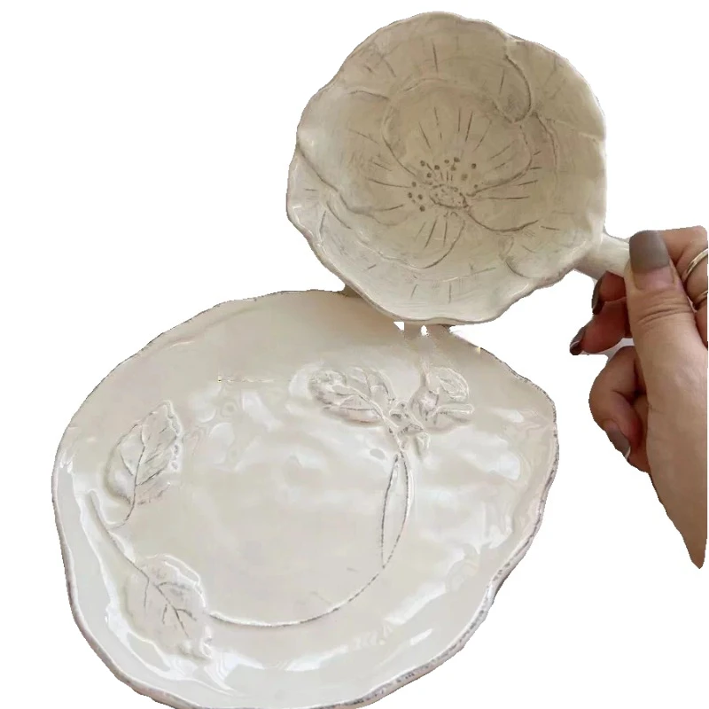 Italian Virginia Handmade Embossed Flower Coffee Cup Ins Style European Style