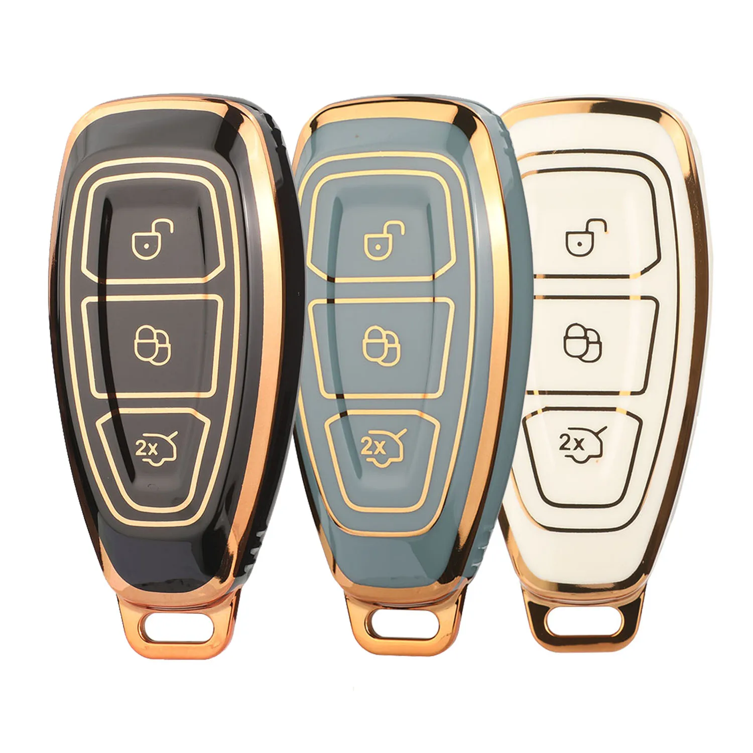 

jingyuqin New TPU Car Key Shell Case Fob For ford Fiesta Focus Mondeo C-Max B-Max Kuga Smart Key Cover