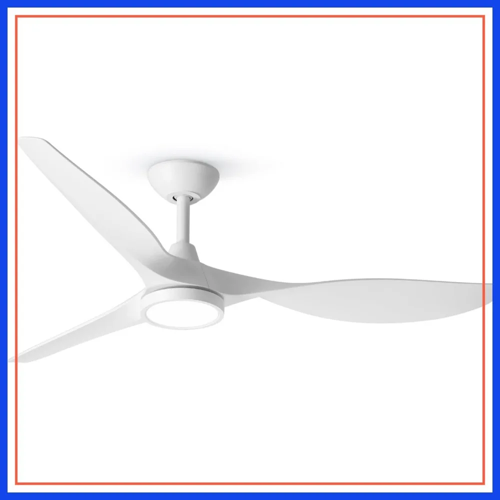

52" Modern Ceiling Fan with Lights, Large Airflow, Quiet Reversible DC Motor, 3-Color LED, White