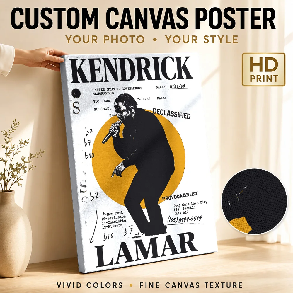 Kendrick Lamar Canvas Painting Poster Personalized Photo Retro Music Canvas Wall Art for Bar Decor Ready to Hang Gift for Fans