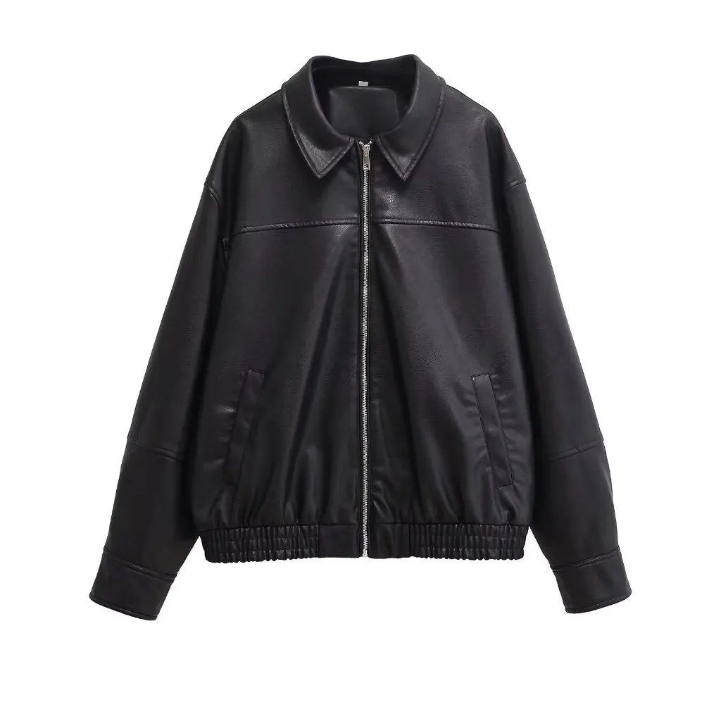 여성용 신상 패션 조커 PU 가죽 재킷 도매 공급