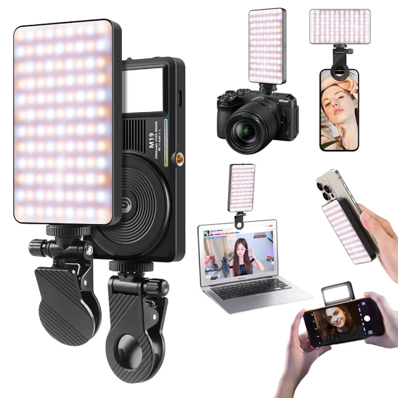 RGB Video Light, Portable LED Camera Light 0-360 Full Color, CRI 95+ 2500-9000K LED Video Light, LED DSLR Lighting for Vlogging