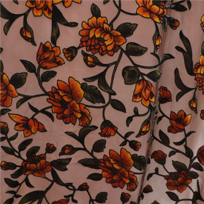 

Тканое бархатное парчовое вискозное платье с принтом роз и сожженной ткани, спальное платье Cheongsam с вышивкой