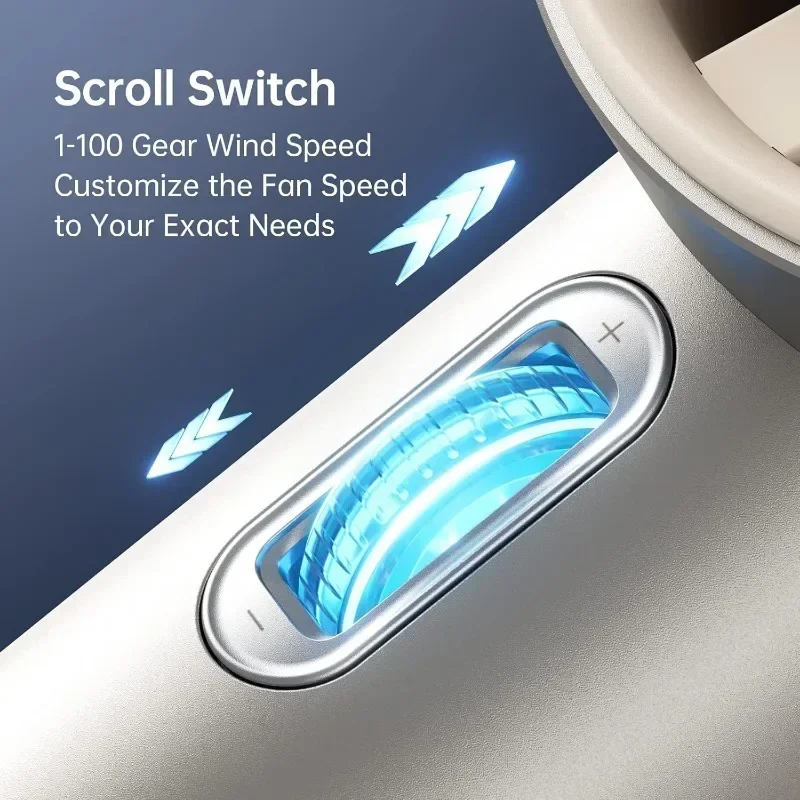 Turbina regolabile con ventola portatile JISULIFE ricaricabile con Display digitale con corpo in metallo adatto per il campeggio da viaggio