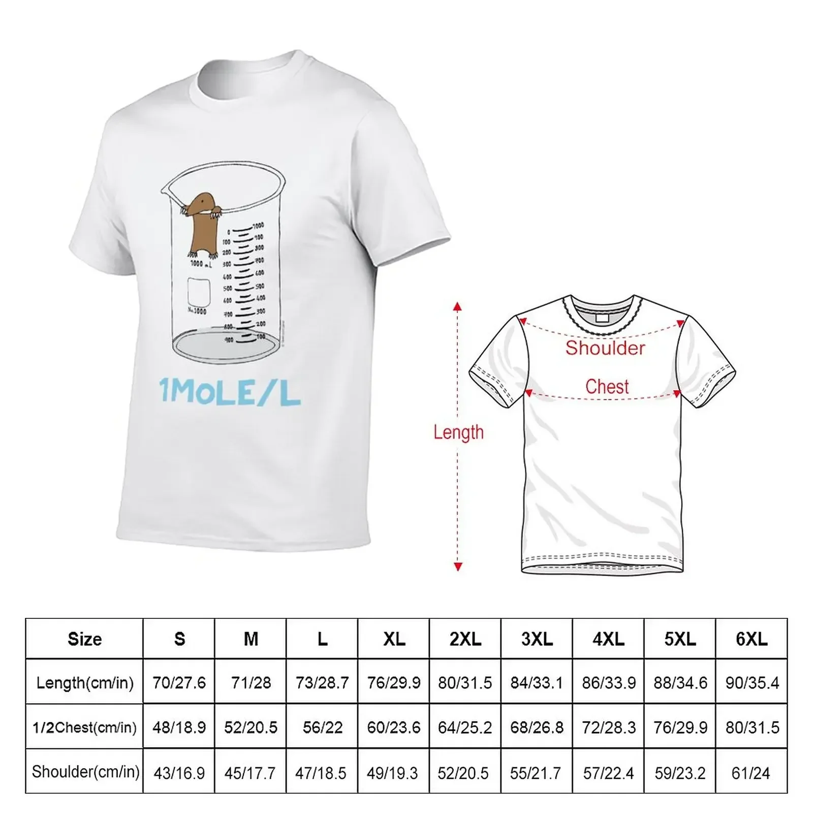 Chemistry 1 Mole per Litre for Mole or Avogadro's Day T-Shirt quick-drying hippie clothes cute tops men clothing