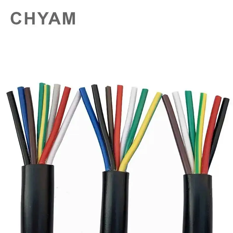 17 AWG 1mm2 RVV 2/3/4/5/6/7/8/10/12/14/16/18 Cores Pins Copper Conductor Electric Cable Black Soft Wire