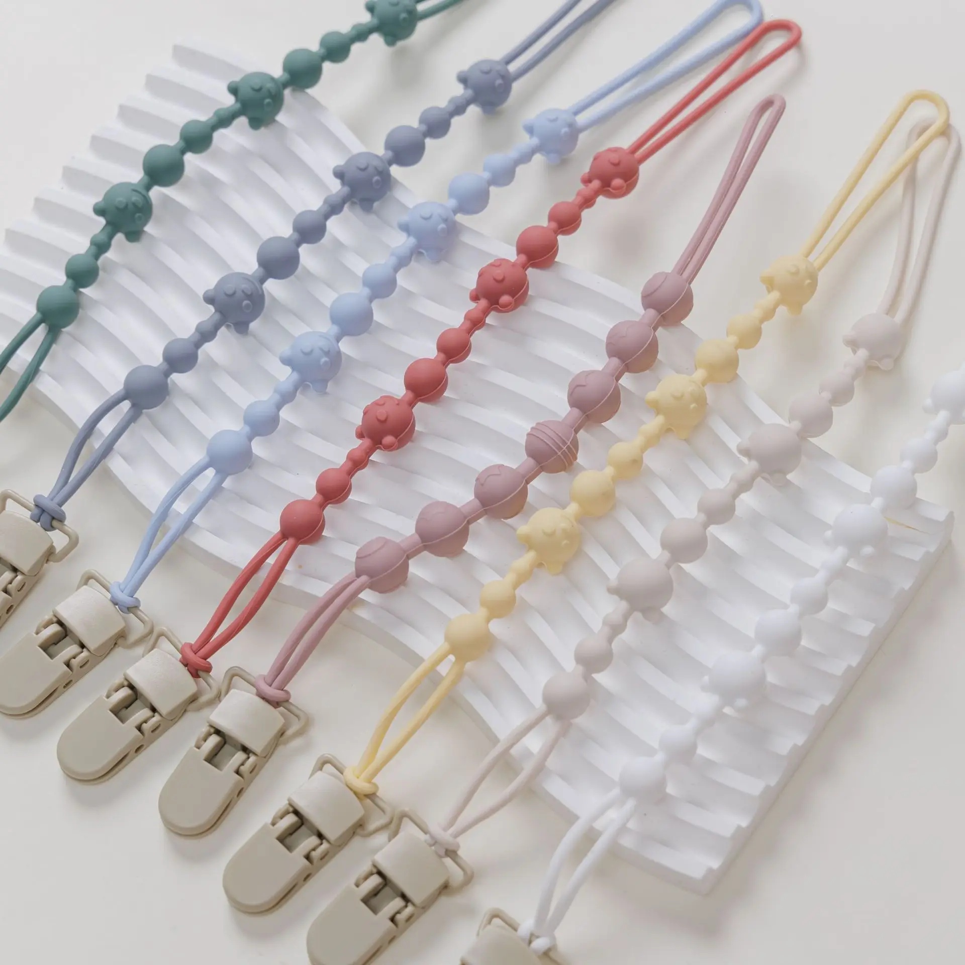Baby Soothing Silicone Pacifier Clip Soft Flexible Pacifier Leash with Clip Anti-loss Baby Stroller Teether Newborns Biting Toy