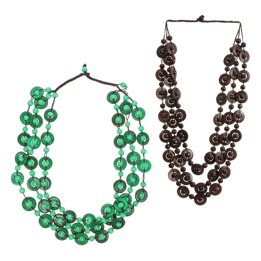 

2pcs Braided Bead Necklace For Women Colorful African Necklace For Women Bohemian Layered Jewelry Beach Wedding Party Accessory