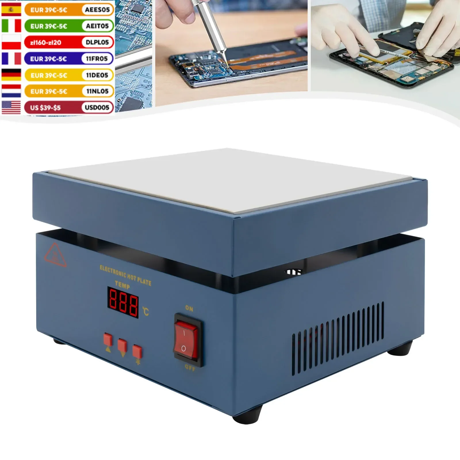 800W Microcomputer Electric Hot Plate Preheat Soldering Station Anti-static Professional Welding Tool for Reflow Soldering