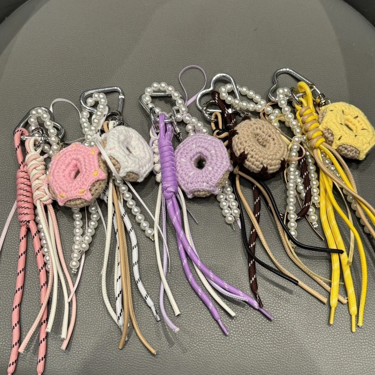 

New Handmade Crocheted Fruit Cute Series Bag Pendant Bow Mobile Phone Lanyard Versatile Leather Rope Mobile Phone Pendant