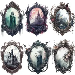 16Pcs/Pack Gothic Mirror Sticker DIY Craft Scrapbooking Album Junk Journal Decorative Stickers