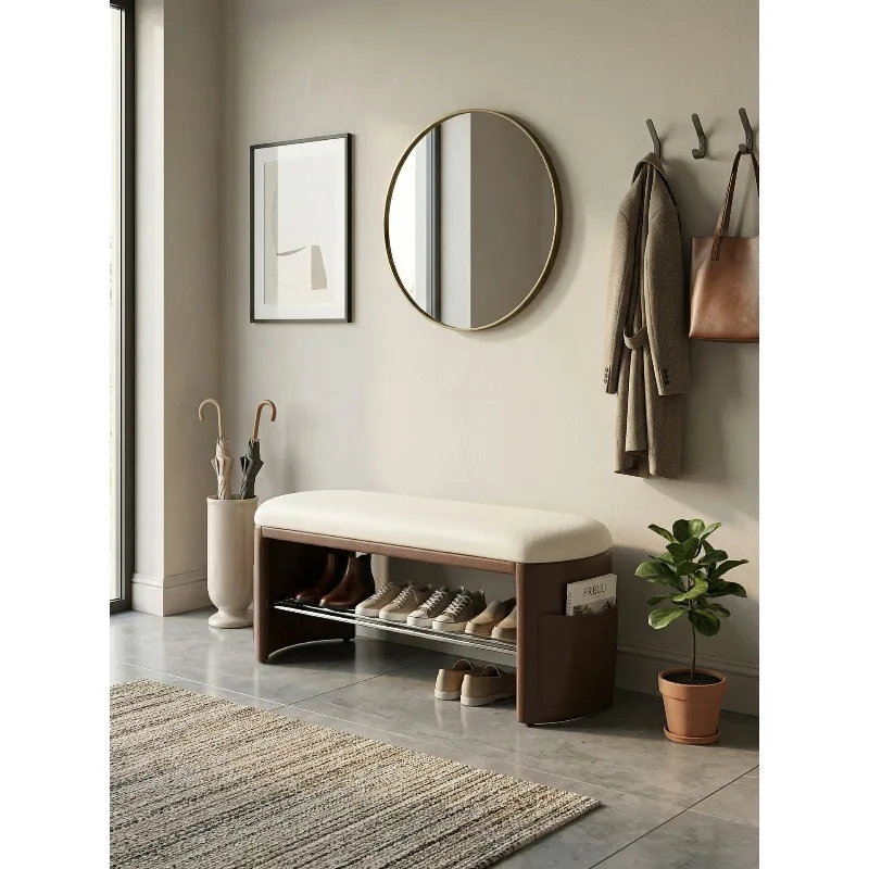 Shoe changing bench at the entrance, household entry-level shoe bench, villa long bench, light luxury high-end integrated storag