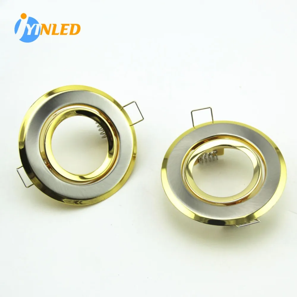 

6PCS Round Nickel Gold Adjustable Recessed LED Ceiling Light Frame MR16 GU10 Bulb Fixture Downlight Holder Cutout 62mm