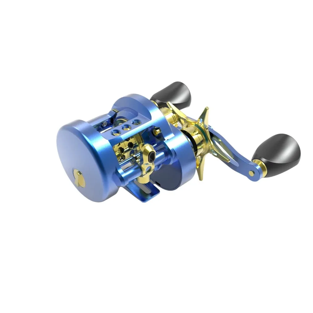 5.3:1 CNC Aluminum Trolling Baitcasting Fishing Reel 1500 Right Hand 4+1BB 8kg Max Drag EVA Handle 310g for Lake River Ocean