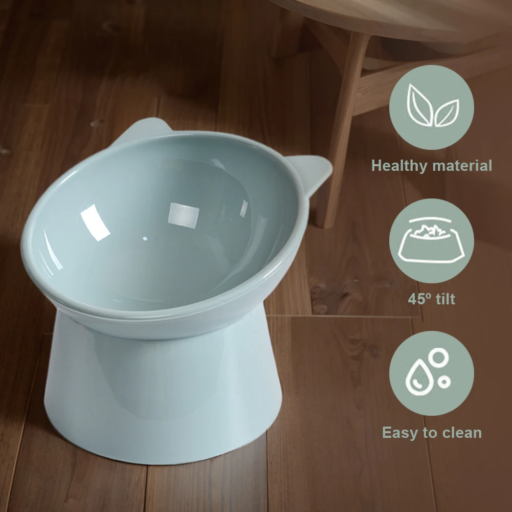 Tilted Cat Food Bowl Elevated Cat Bowl Ergonomic Cat Food Dish Anti Vomiting Plastic Feeding Bowl Non Slip for Flat- Faced Cats