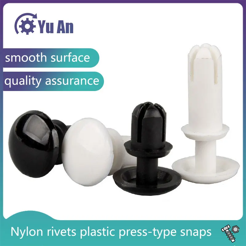 Nylon Rivet Black White Plastic Rivet R-shaped PC Plastic Mother Rivet Plastic Expansion 100PCS